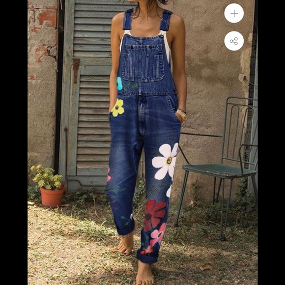 Misslook Pants - MISSLOOK FLOWER PRINT OVERALLS